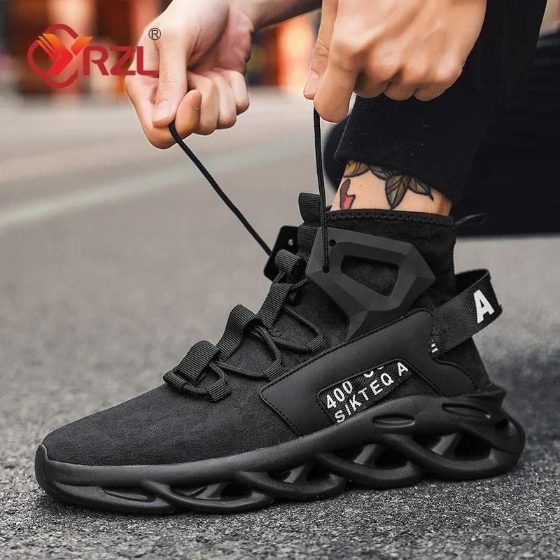 Yrzl Men'S Sneakers High Top Shoe Man Breathable Non Slip Comfortable Mesh Shoes For Men Non Slip Casual Running Shoes