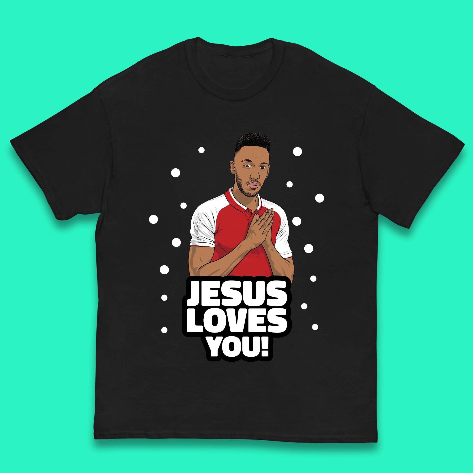 Jesus Loves You Footballer Christmas Kids T-Shirt 100