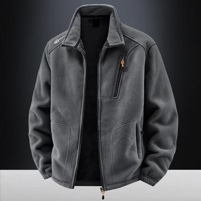 Outdoor Polar Fleece Winter Jacket for Mens Stand-up Collar Warm Breathable Printed Letters Military Autumn Hiking Jackets Coats