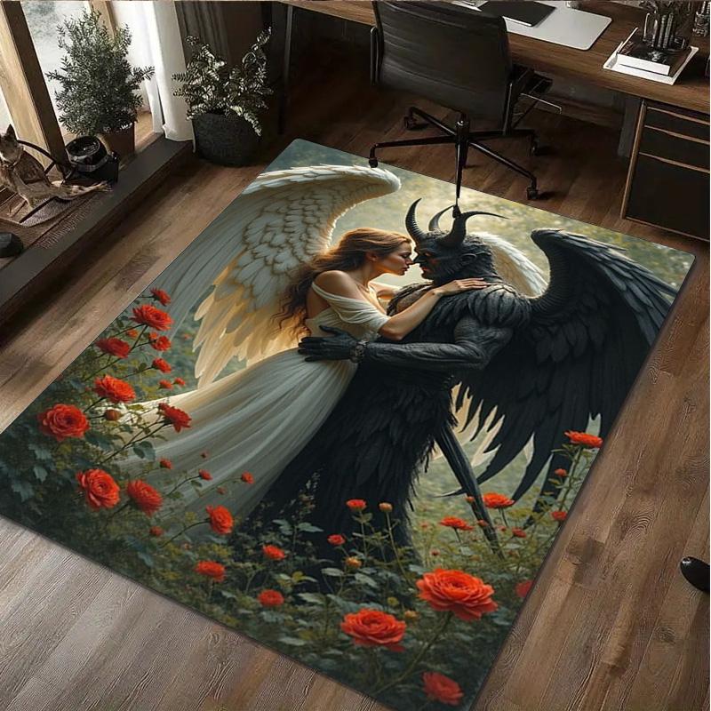 Angel and Demon Rug - Home carpet Office Decorative Carpet For Living Room Bedroom Door Mat Floor Rug Computer Chair Area Rug