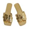 Large Size Solid Color Casual Stone Pattern Flat-bottomed Slippers 2025 New Foreign Trade Square Head One-pedal Slippers Spot