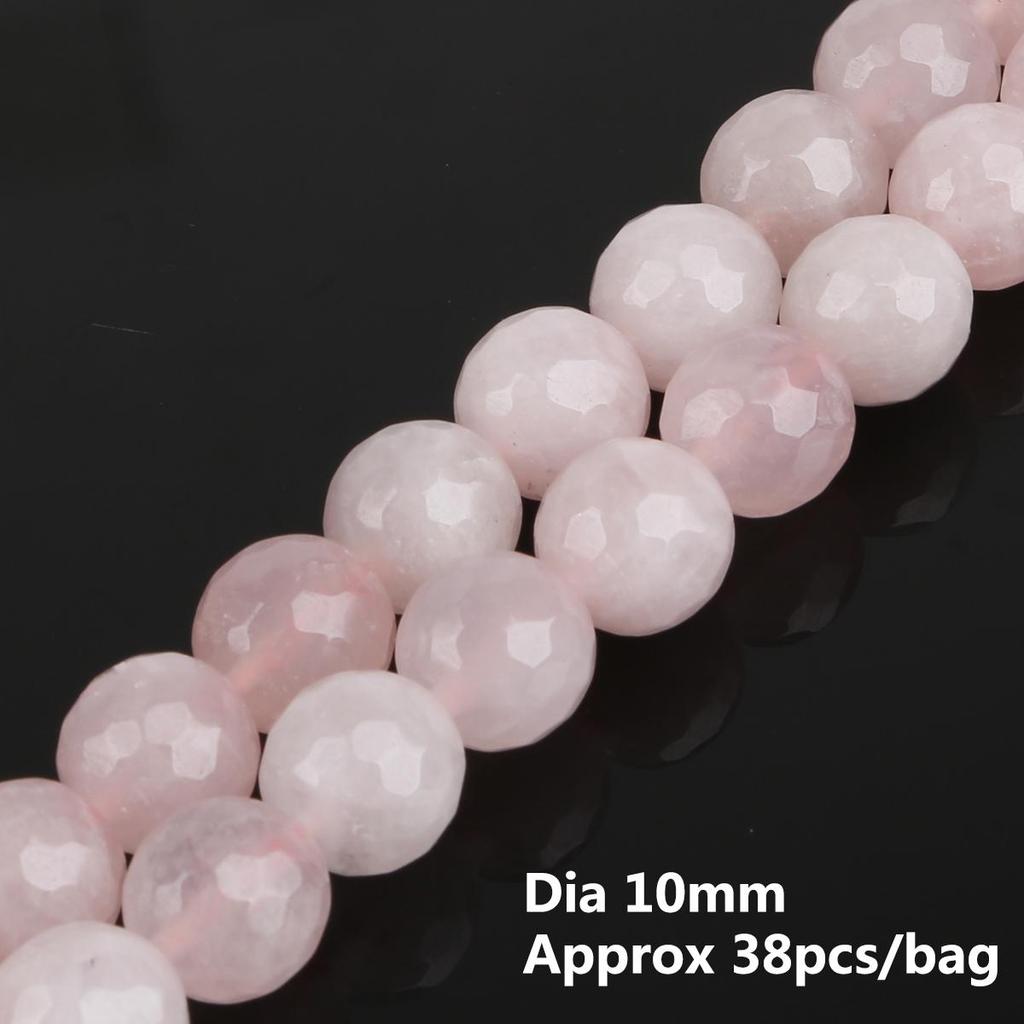 Naturstein, rosa Kristall, facettiert, runde lose Perlen, 15 Zoll Strang, 4 6 8 10 12 mm, Auswahlgröße zur Schmuckherstellung