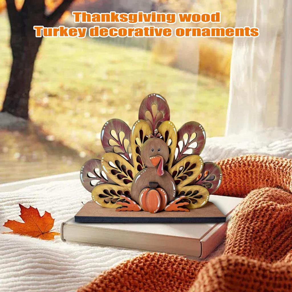 Thanksgiving Wooden Turkey Decoration Ornament
