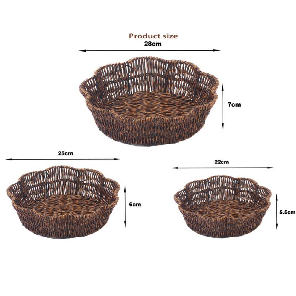 Retro Woven Imitation Rattan Fruit Plate  Wedding Candy Flower Storage
