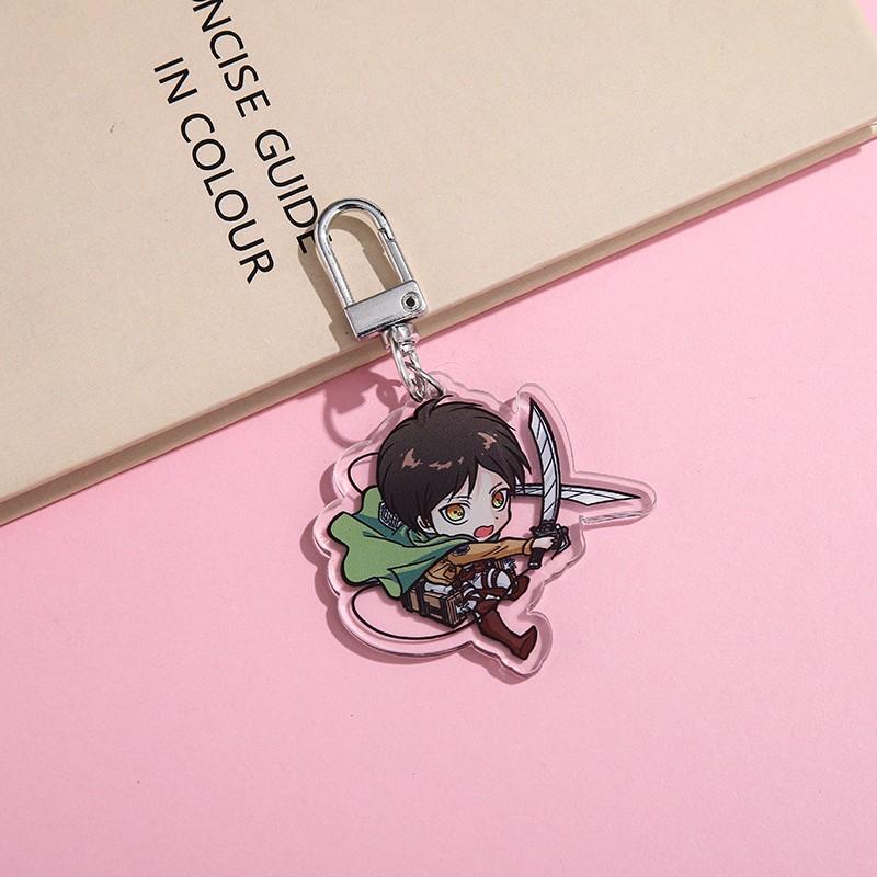 1/7Pcs Anime Figures Attack on Titan Acrylic Car Keychain Backpack Pendant Funny Bag Charms Accessories Decoration Holiday Gifts