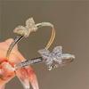 Gold Plated Zircon Butterfly Double Layer Open Cuff Bracelet Women Lightweight Luxury Fashion Jewelry
