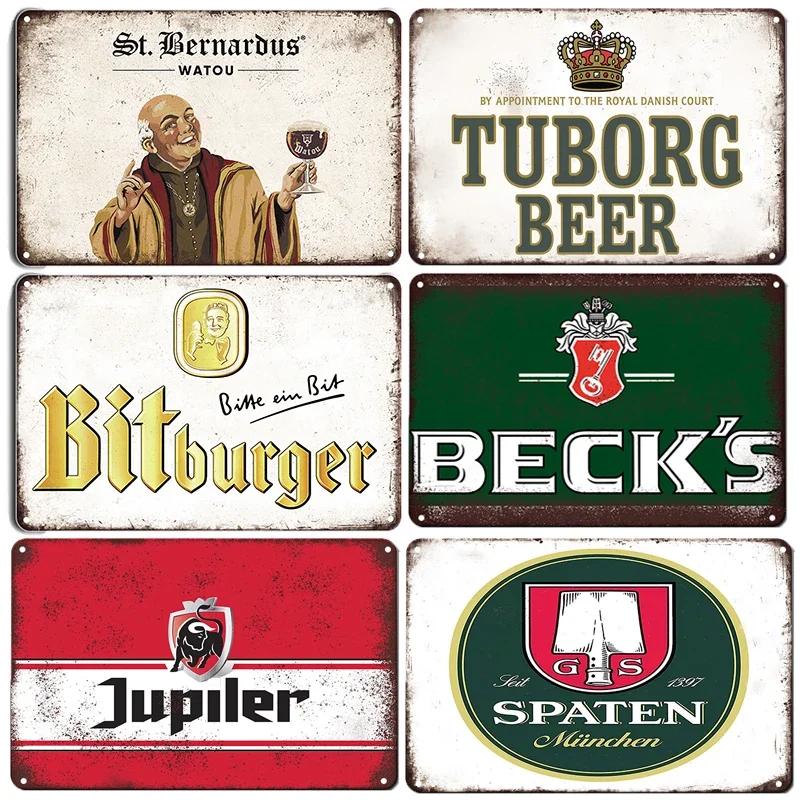 Vintage Wall Plaque Sign Decor Germany Paulaner Beer Tin Sign Decoration Plate Bar Cafe Man Cave Metal Poster Board Art Painting