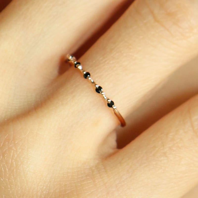 UNI.J Spinel Sleek Pave Rose Gold Ring Ir261