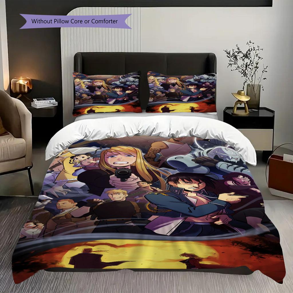 Fullmetal Alchemist Threepiece Set 1 Duvet Cover 2 Pillowcase Without Core Duvet Cover And Pillowcase Gift Soft And Comfortable