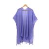 Women Shawl Soft Breathable Solid Color Shawl with Tassel Hem Sun Protection Cardigan Beach Versatile All-Season Wear