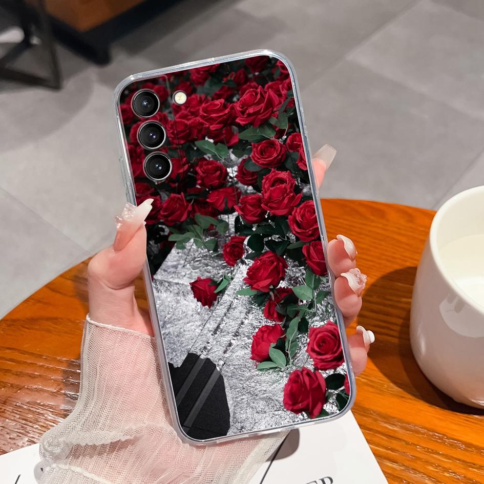 Back Cover For Samsung S21 S22 S23 Ultra Plus S6 S7 S9 Edge Bumper Case Screen Protector Luxury Graffiti Butterfly Silicone Soft TPU Transparent Shell