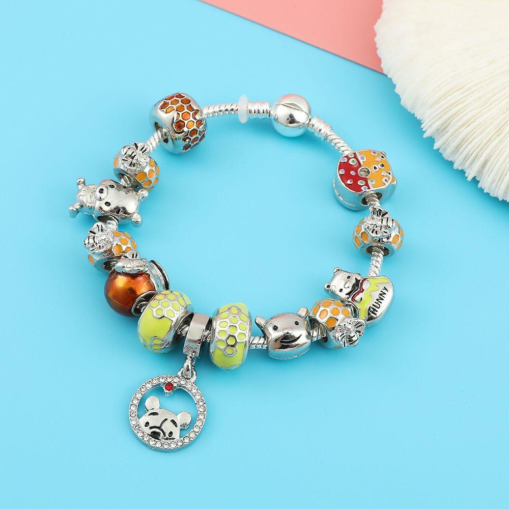 Winnie The Pooh Cartoon Peripheral Cartoon Bracelet Beaded Diy Jewelry Couple Cartoon Accessories Niche Children's Gifts