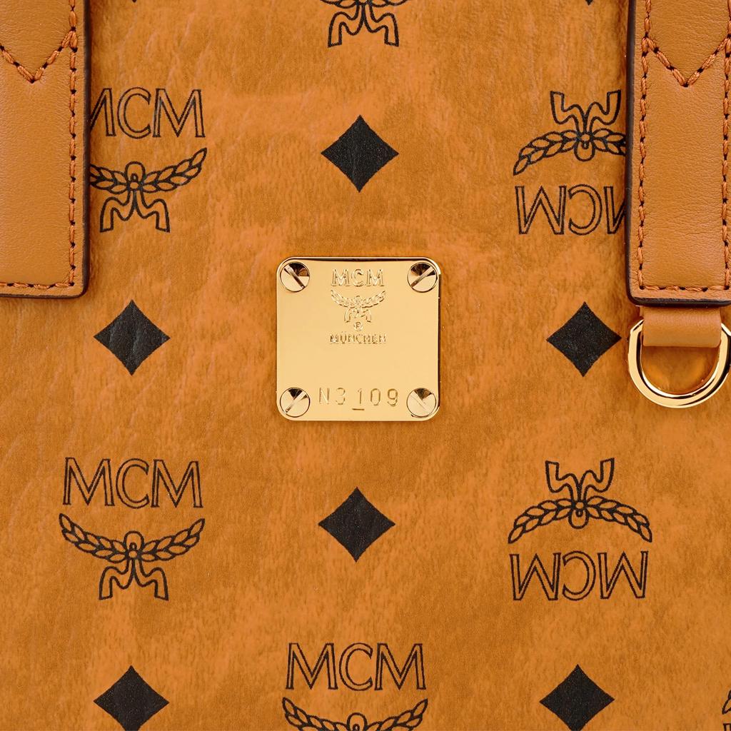MCM Portuna Aren All-Over Print Tote Bag Coated Canvas Shoulder Tote Unisex Style Couple's Match Cognac