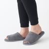 MUJI Washable Cotton Tile Open Charcoal Size 84770432 Slippers, Front, Gray, L,