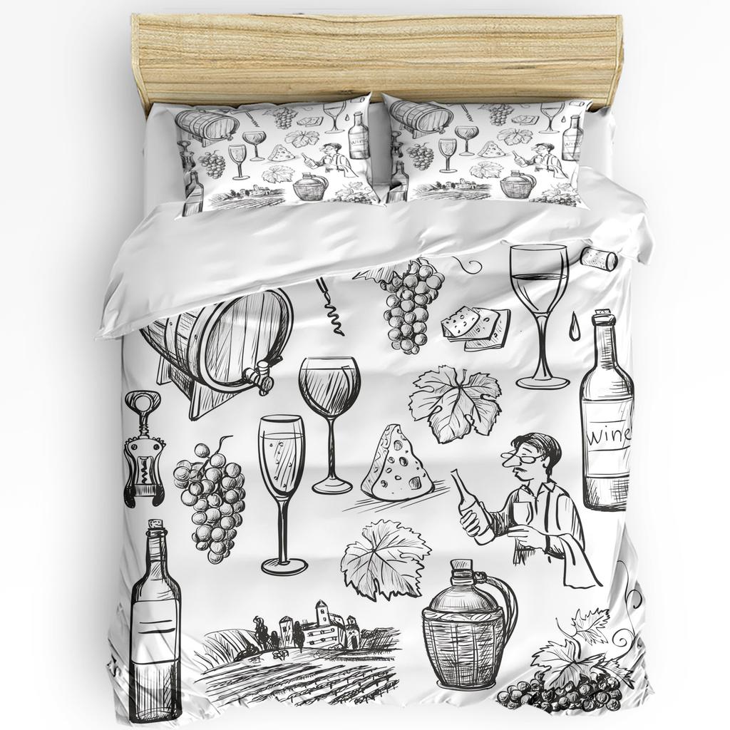Cherry Fruit White Printed Comfort Duvet Cover Pillow Case Home Textile Quilt Cover Boy Kid Teen Girl Luxury 3pcs Bedding Set