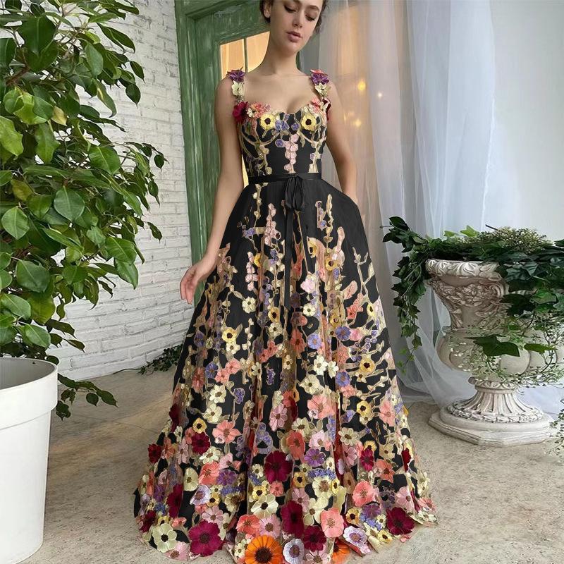 Rochii de vară tridimensionale pentru femei, cu broderie de flori, șold, sexy