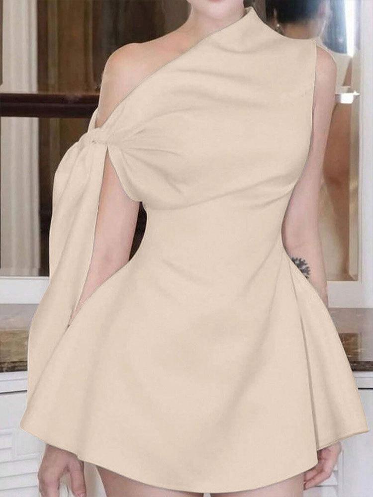 AD168 Elegant Slim Fit One-Shoulder Ribbon Evening Dress