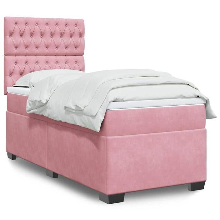 Maison Exclusive - Sommier à lattes de lit avec matelas Rose 100x200 cm Velours