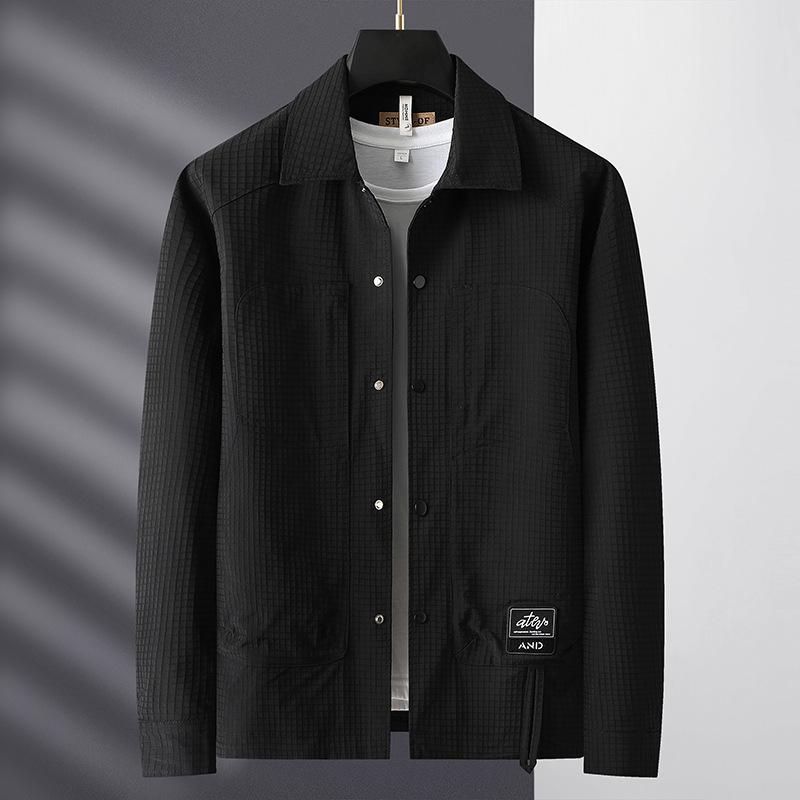 

Весна и осень Новый стиль с открытыми плечами Широкая версия Модная молодежная куртка Мужская куртка средней длины Повседневная куртка для мужчин 3XL чёрный