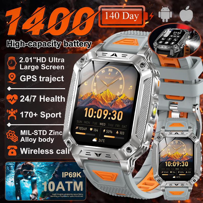 New 1400mAh Battery Smart Watch GPS Path Bluetooth Call 10ATM Waterproof Swim Sport Run Hiking Outdoors Military Smartwatch