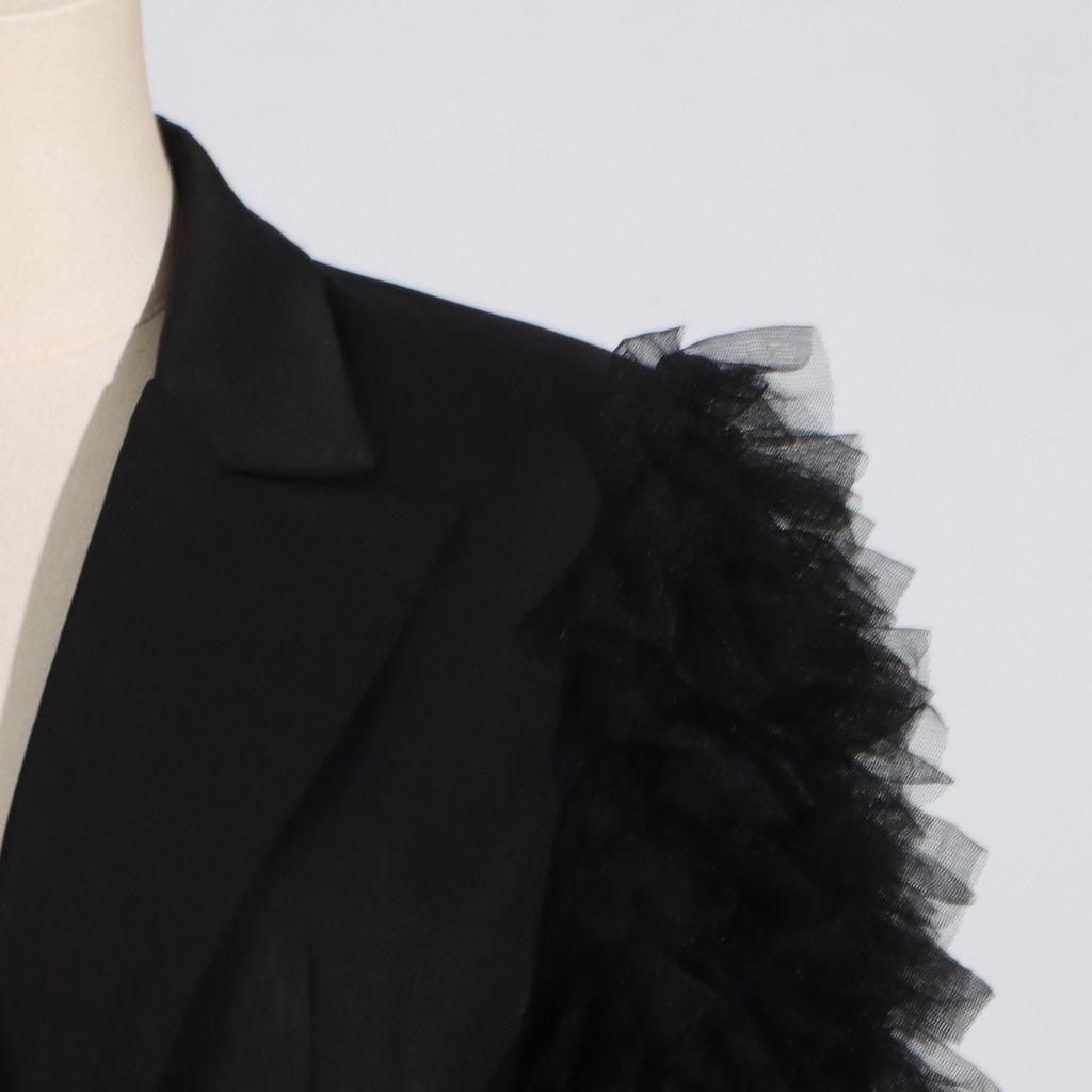 2026 Spring Women's Retro Pleated Mesh Spliced Suit Jacket