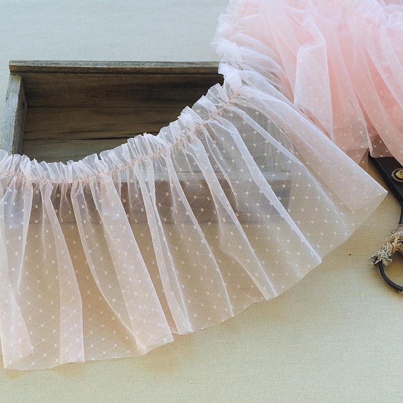 

Тренд DIY Расширенная Сетка Вышивка Точки Тюль Кружево Ткань Для Женской Детской Одежды Пышная Юбка Низ Отделка Аксессуары 1 yard розовый