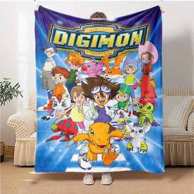 1 pièce Couverture Digimon, Cadeau, pour Hommes et Femmes, Couverture Douce, Idéale pour Canapé-lit Canapé Voyage, Couverture Légère en Flanelle
