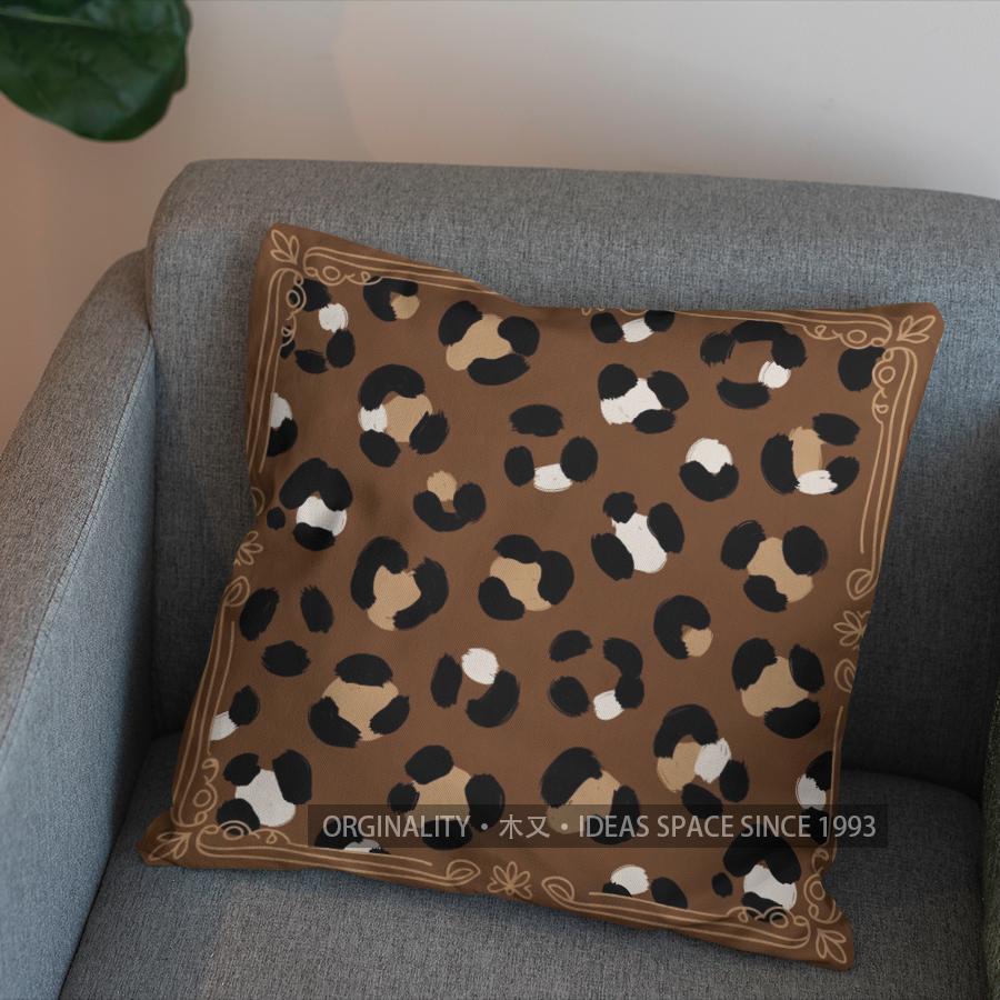 2D Leopard Head Pattern Decorative Pillow Cover Pattern Cushion Cover Suitable For Sofa Bedroom Car Pillow Cover