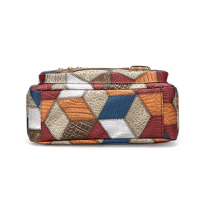 Versatile Middle-aged Women's Bag Cross-border Women's Soft Leather Backpack New Fashionable 3D Lattice Large-capacity Messenger Bag