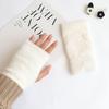 Thick Half Mittens Faux Fur Plush Gloves Protable Fingerless Gloves  for Women Girl