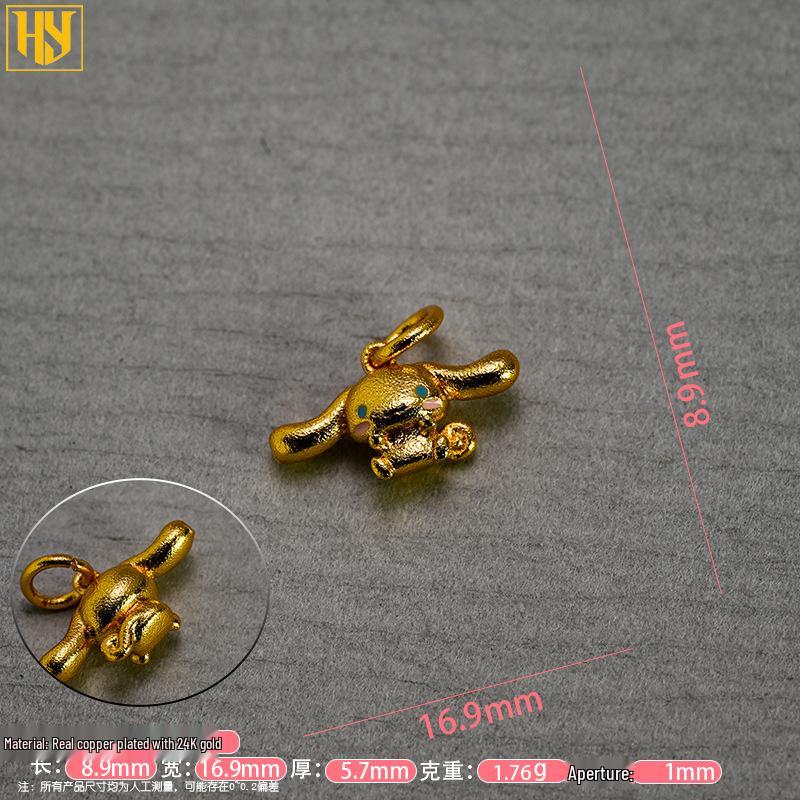 24k Vergoldete Cartoon Kuromi & Cinnamoroll Anhänger Halskette für DIY Schmuck