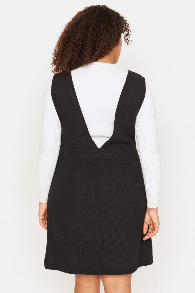 Women's Style Plus Size Black Plus Size Tweed Gilet-Mini Woven Dress