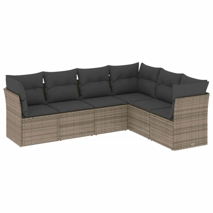 VidaXL Salon de Jardin avec Coussins 6 pcs, Canapés de Terrasse, Ensemble de Meubles de Patio, Mobilier d'Extérieur, Gris 3217680