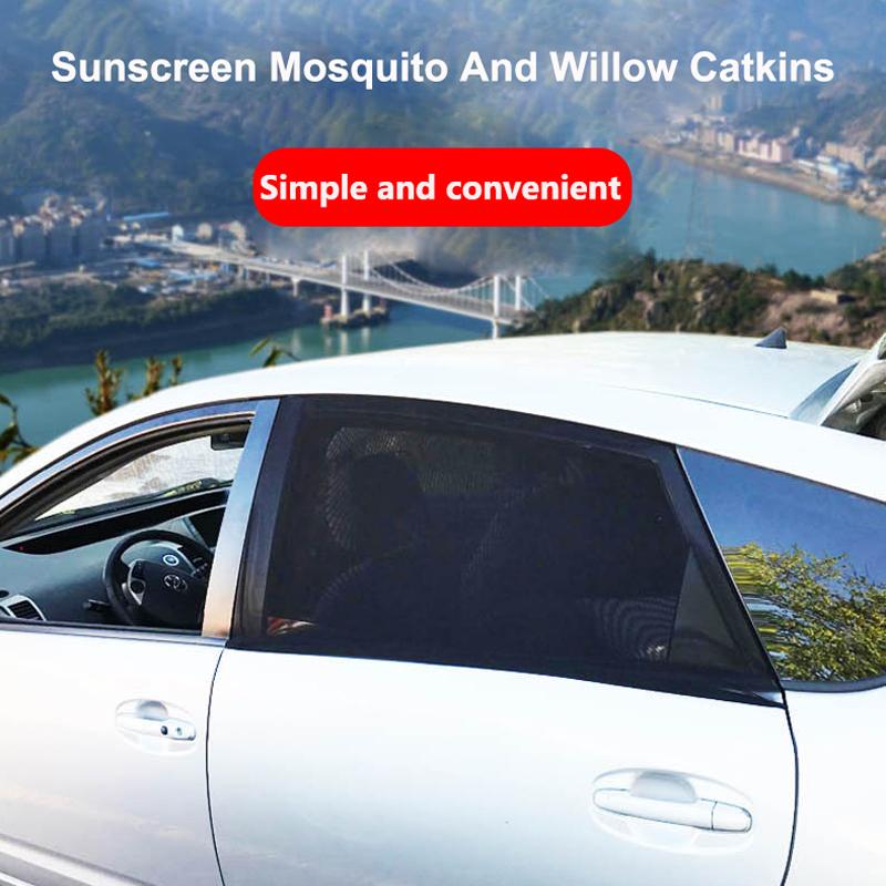 Car Side Window Sunshade UV Protect Shield Mesh Prevent Mosquito Front Rear Window Sunshine Privacy Protection Foldable Curtain