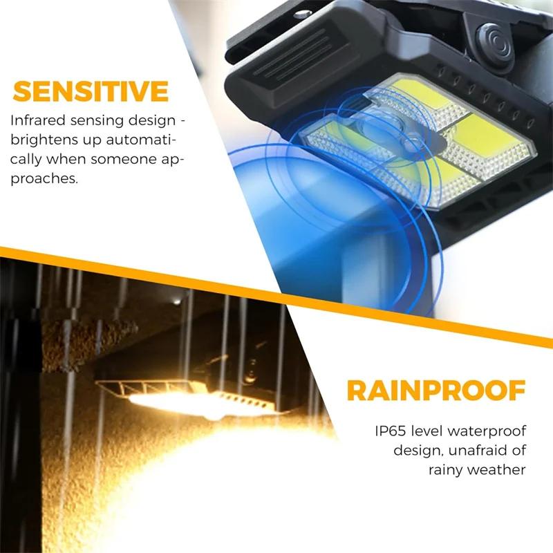 1-6 st LED-klämfästa solcellslampor Utomhus Vattentäta LED-lampor Rörelsesensorlampor 3 lägen 3 monteringssätt Solcellsdriven säkerhetsbelysning för staket Garage