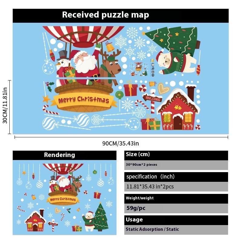 Santa Claus Christmas Ornaments Static Stickers Window Grilles Scene Arrangement Glass Doors Stickers Windows