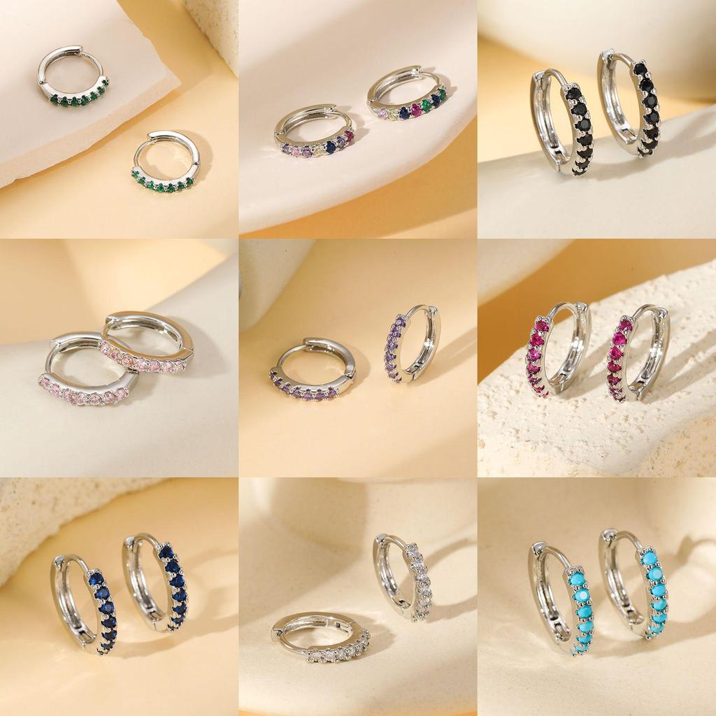 Minimalist Copper-Plated Zircon Luxurious Hoop Earrings