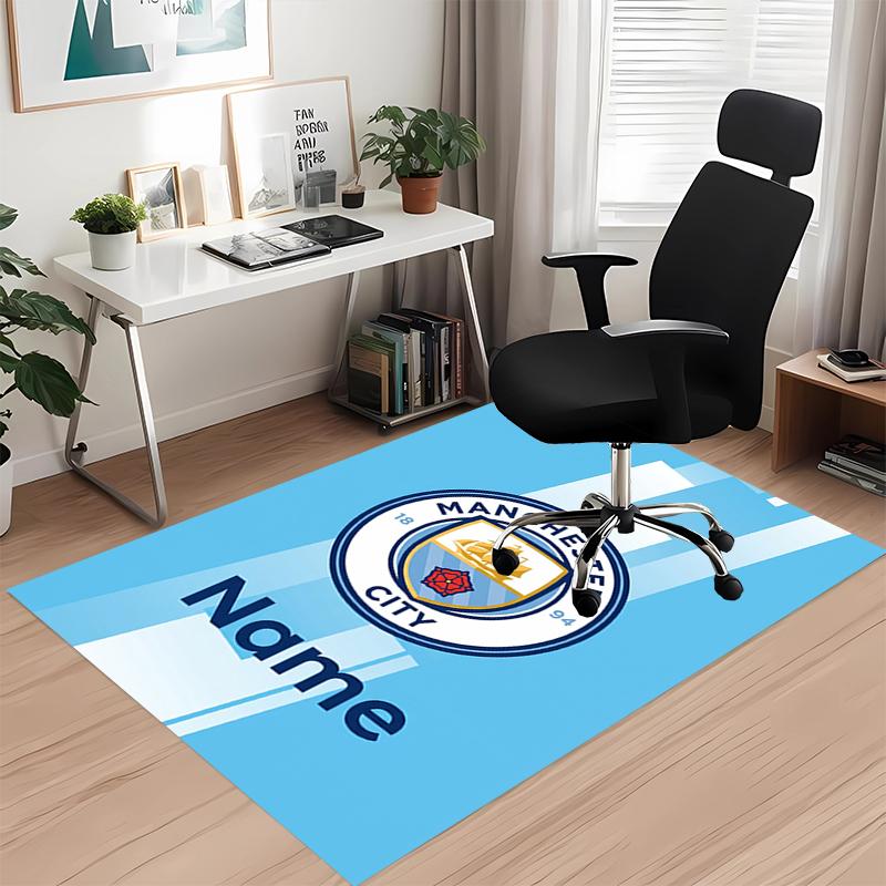 Custom Name Manchester City Printed Carpet Rug For Office Chair Living Room Bedroom Kitchen Room Decor Gifts