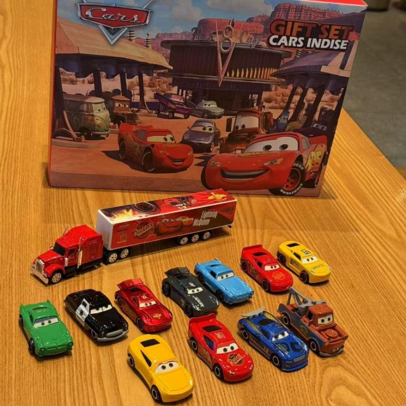 Pixar Cars Lightning Mcqueen 12Pcs Metal Diecast Car Model Toy Truck Gift Box For Kids Boys Birthday Party Gift