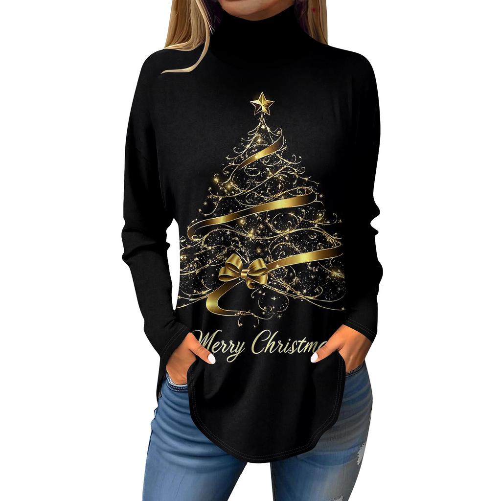 Cămăși de toamnă casual cu mânecă lungă Hanorac cu imprimeu vintage Pulover cu gât înalt