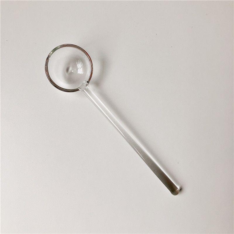 Heart-Shaped Colorful Glass Spoon & Stirring Stick with Long Handle for Juice & Coffee