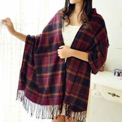 Neuer karierter Schal Damen Winterschals Warmer roter Schal Damen Kaschmir schwarzer Schal AC006