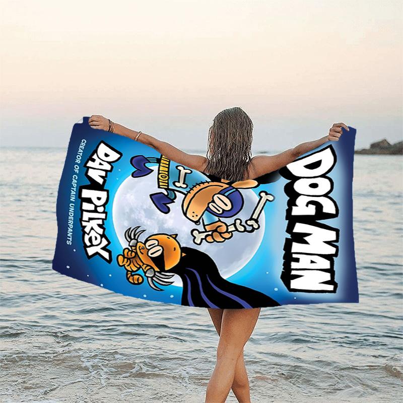 1pc DogMan1 Beach Towel, Beach and Seaside Swimming Pool Equipment, Fashion Pattern, Rectangular, Travel Essentials