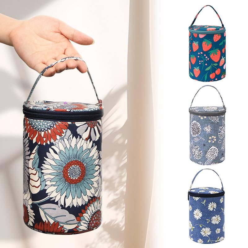 

Handheld Storage Bag Crochet Tool Cylindrical Yarn Printed Pattern Portable Accessories