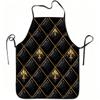 1pc Black Golden Fleur De Lis Luxury Pattern Print Apron, Durable and Easy To Clean, Adjustable Waistband, Polyester Material, for Kitchen Cooking, Ga