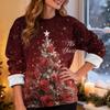 Women's Casual Fashion Round Neck Plus Velvet Thickened Christmas Print Sweatshirt