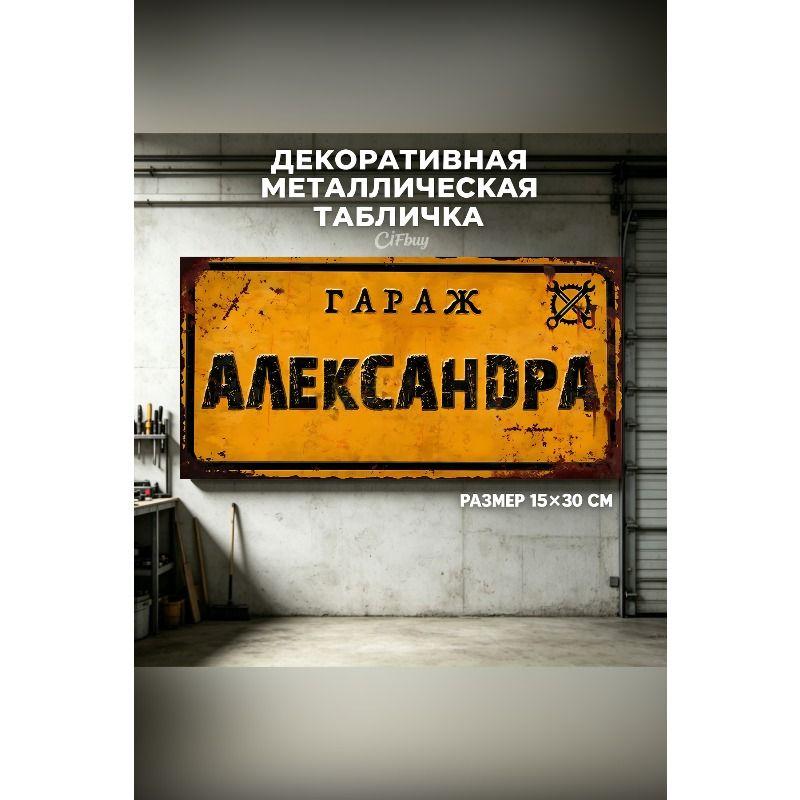 Personalized Garage Sign for Eduard, Metal Gift for Men, 15x30 cm