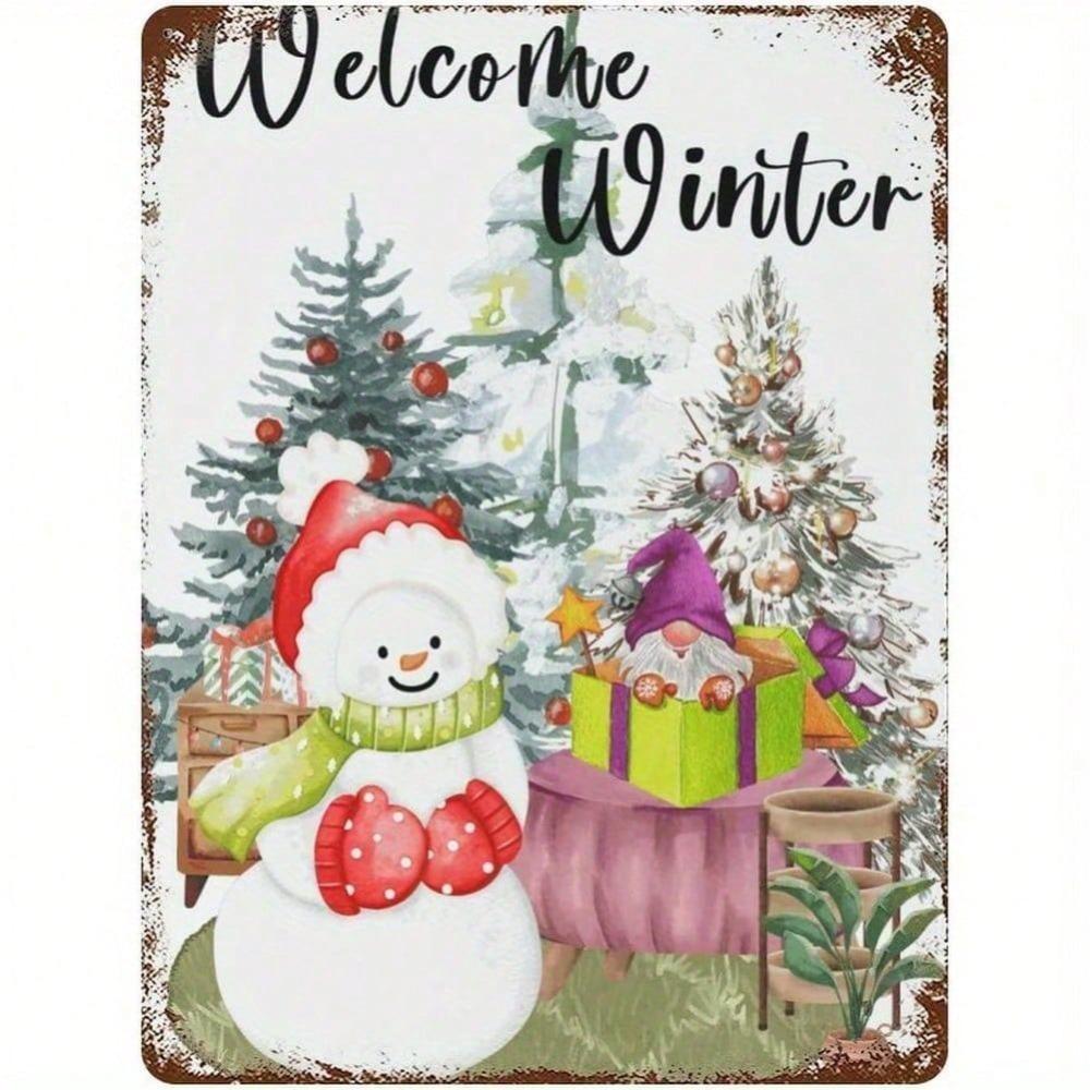 

Vintage Snowman Christmas Tree Tin Sign 8x12 Retro Metal Wall Decor Holiday Scene For Man Cave Garage Kitchen Bar 20x30 різнокольоровий