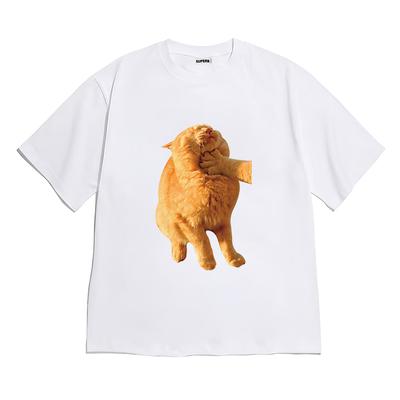 8Tonteuleogkeiseu [Short Sleeve T-Shirt Couple Cat] Unisex Oversized Fit