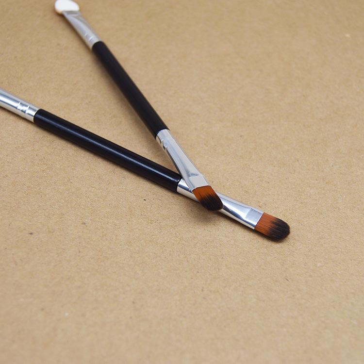 Double-head Eye & Brow Makeup Brush Set: Eyeshadow Sponge, Angled Brow Brush, Mascara Curler, Spiral Brush